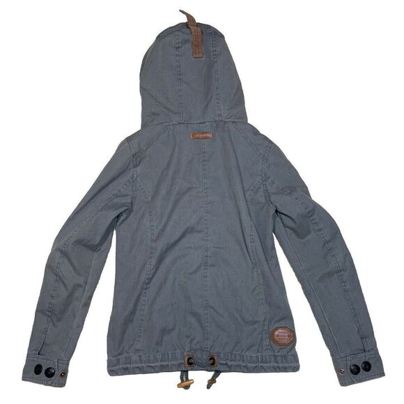 NAKETANO Womens Jacket Coat Size Small Brave Gray Full Zip Drawstring Hooded - Picture 5 of 12